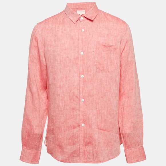 Derek Rose Pink Linen Long Sleeve Shirt M